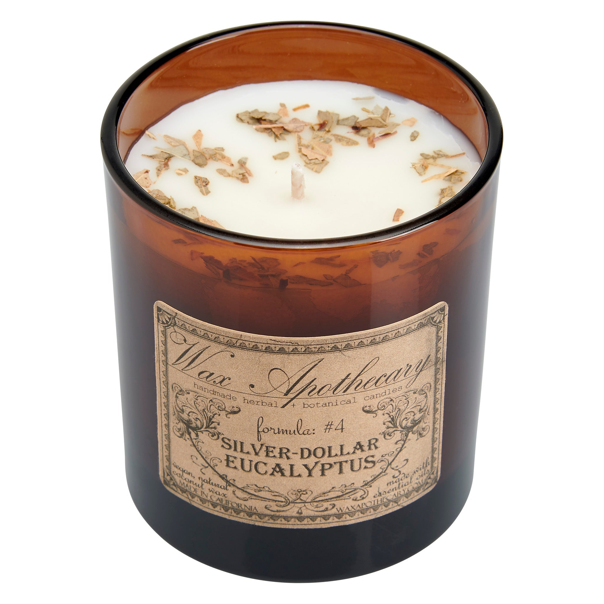 9 oz Silver-Dollar Eucalyptus Artisan Amber Glass Candle