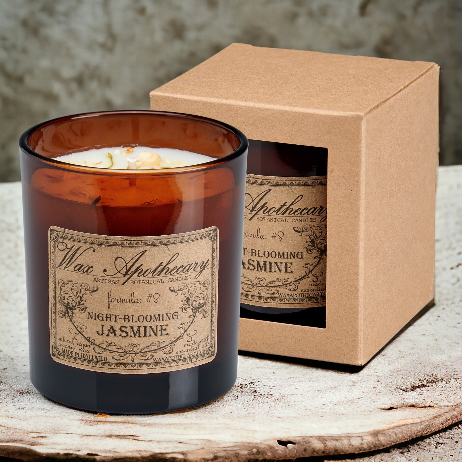 9 oz Night-Blooming Jasmine Artisan Amber Glass Candle