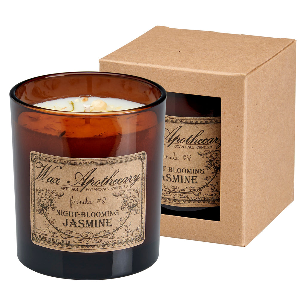 9 oz Night-Blooming Jasmine Artisan Amber Glass Candle