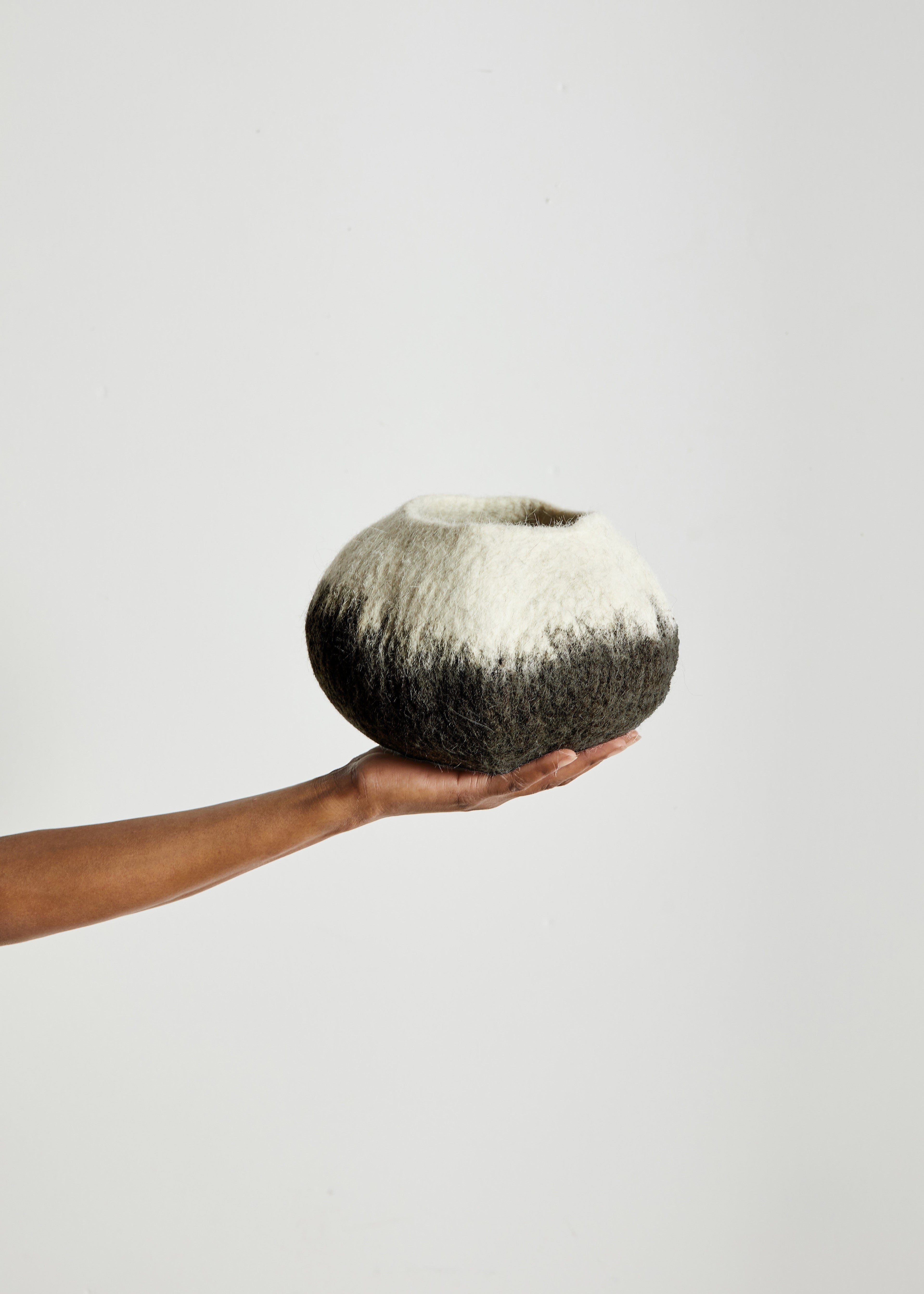 Midnight Ombre Hand-Felted Wool Decorative Ukhamba Bowl