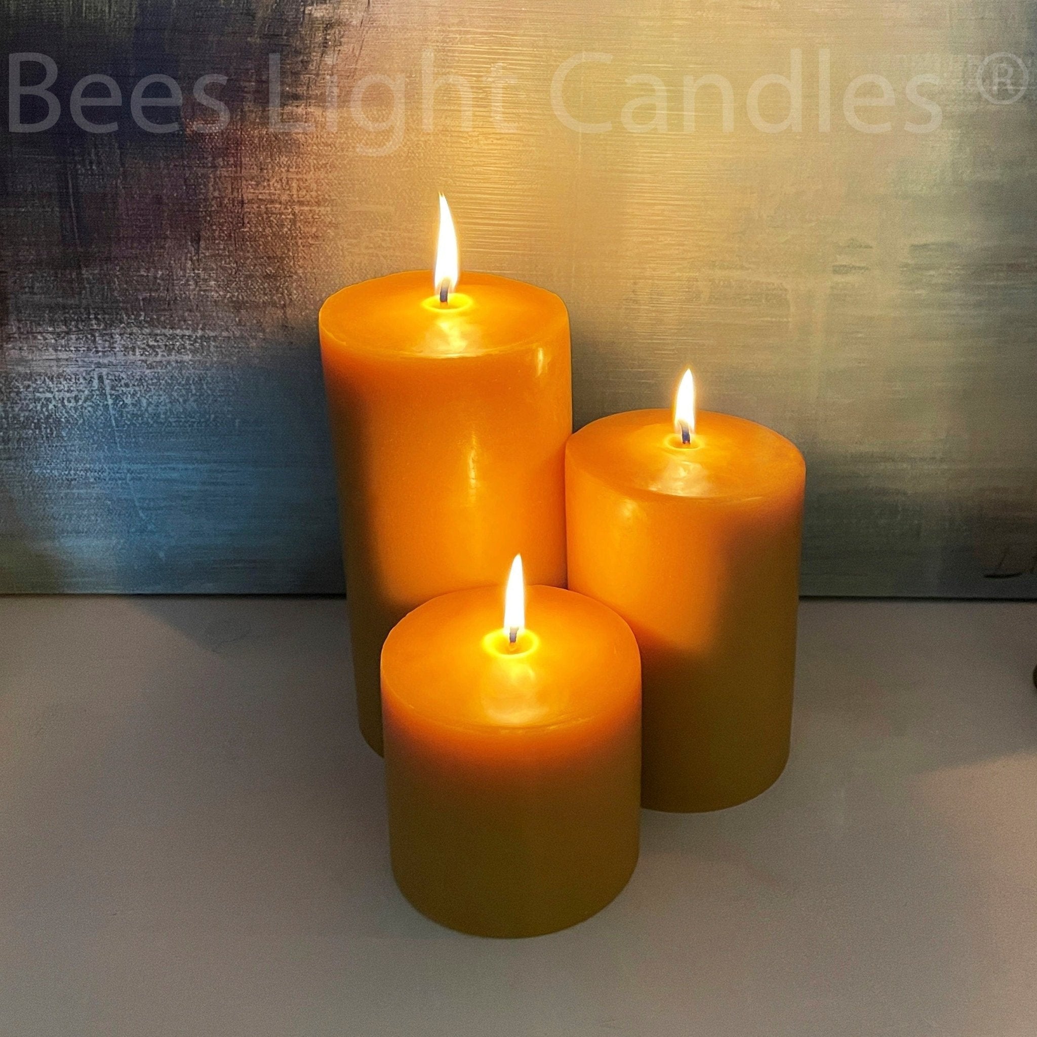 4 Inch Wide Yellow Beeswax Pillar Candles