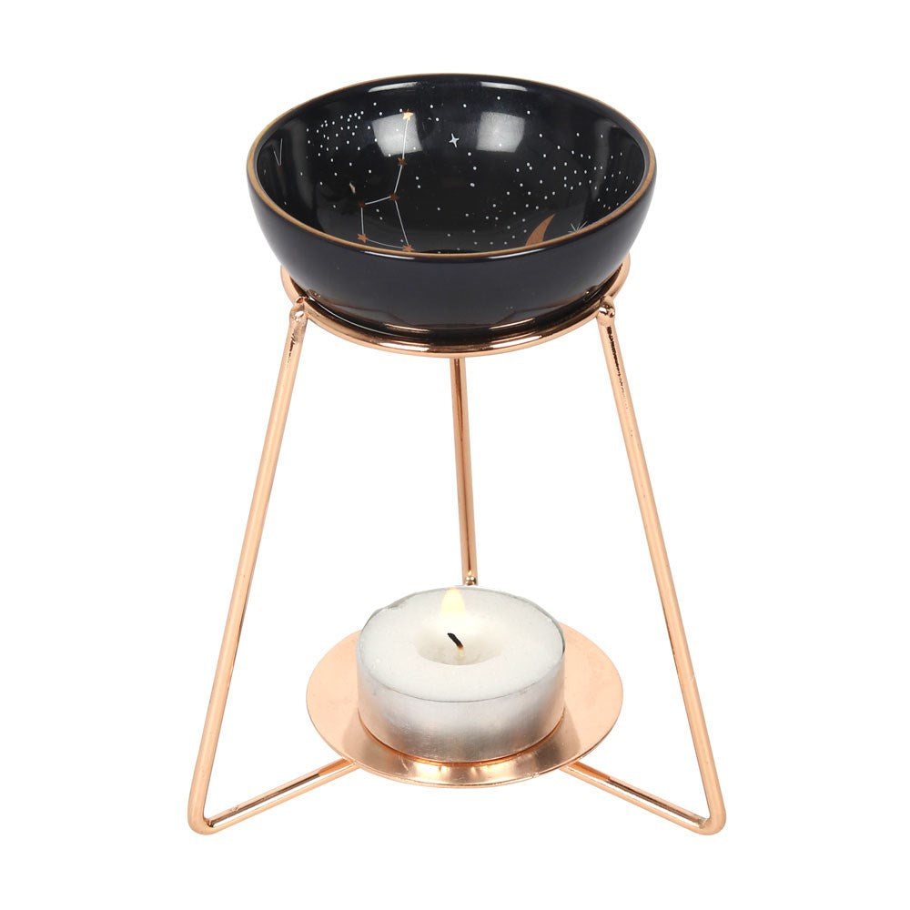 Purple Star Sign Oil Burner and Wax Warmer On Metal Base